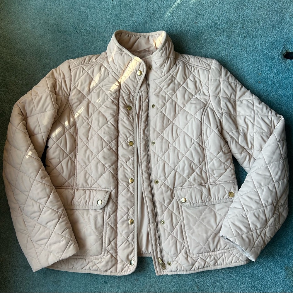 J. Crew Beige Cream Quilted Puffer Jacket